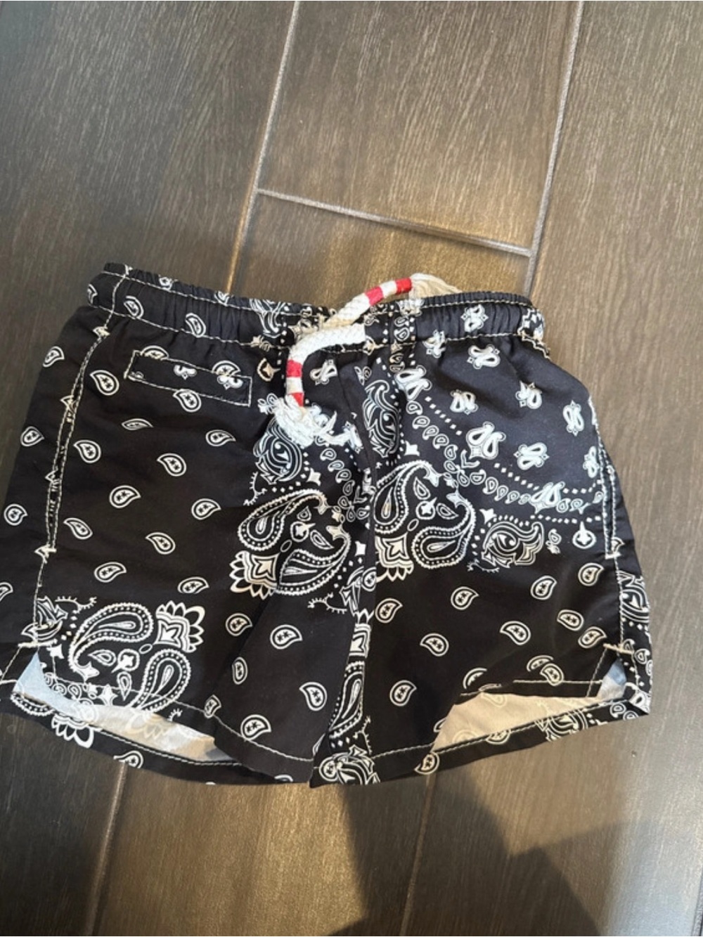 MC2 Saint Barth Black & White Paisley Kids Swim Trunks